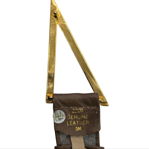 Vintage Tan Taupe Leather Belt Retro Mixed Metal Buckle Size S - Picture 6 of 6